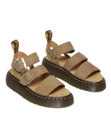 The Dr Martens Womens Gryphon Tumbled Nubuck Leather Platform Sandals in Savannah Tan