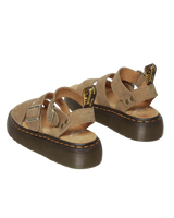 The Dr Martens Womens Gryphon Tumbled Nubuck Leather Platform Sandals in Savannah Tan