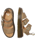 The Dr Martens Womens Gryphon Tumbled Nubuck Leather Platform Sandals in Savannah Tan