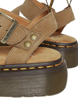 The Dr Martens Womens Gryphon Tumbled Nubuck Leather Platform Sandals in Savannah Tan