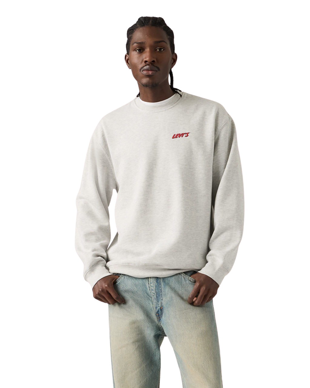 The Levi's® Mens Relaxed Graphic Sweatshirt in Levi's® Chaps 2 Light Heather Grey