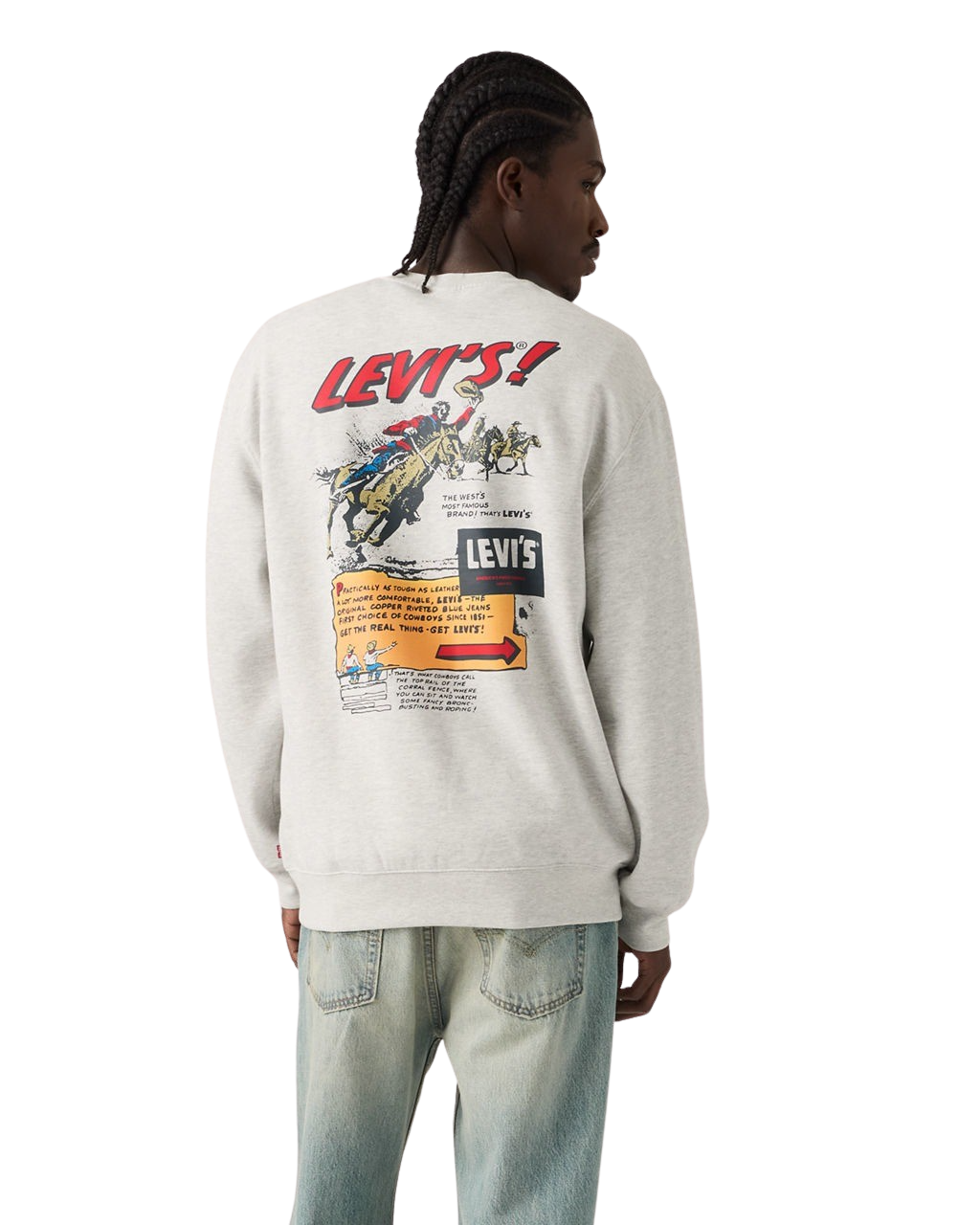 The Levi's® Mens Relaxed Graphic Sweatshirt in Levi's® Chaps 2 Light Heather Grey