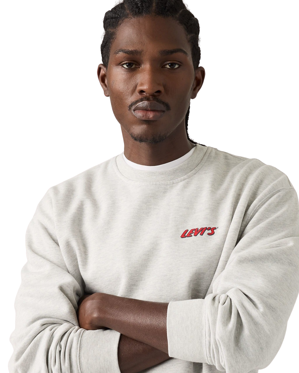 The Levi's® Mens Relaxed Graphic Sweatshirt in Levi's® Chaps 2 Light Heather Grey