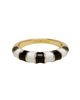 Striped Enamel Gold Ring in Black & White