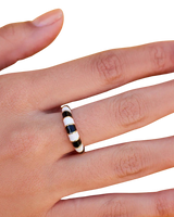 Striped Enamel Gold Ring in Black & White