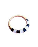 Striped Enamel Gold Ring in Black & White