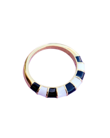 Striped Enamel Gold Ring in Black & White