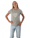 The Born by the Sea Womens Mandala Heart T-Shirt in Eucalyptus