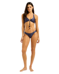 The Seafolly Womens Belle Hipster Bikini Bottoms in Blue Indigo