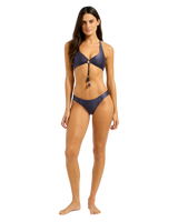 The Seafolly Womens Belle Hipster Bikini Bottoms in Blue Indigo