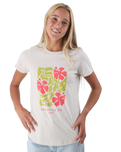 The Born by the Sea Womens Hibiscus T-Shirt in Bone