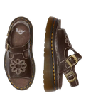 Dunnet Flower Full Grain Leather Sandals in Kelp Brown