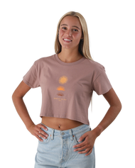 The Born by the Sea Womens Golden Hour Crop T-Shirt in Hazy Pink