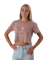 The Born by the Sea Womens Golden Hour Crop T-Shirt in Hazy Pink