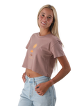 The Born by the Sea Womens Golden Hour Crop T-Shirt in Hazy Pink