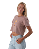 The Born by the Sea Womens Golden Hour Crop T-Shirt in Hazy Pink