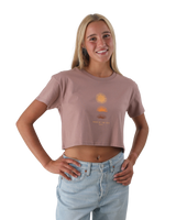 The Born by the Sea Womens Golden Hour Crop T-Shirt in Hazy Pink
