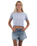 The Born by the Sea Womens Cornwall Palm T-Shirt in Powder Blue