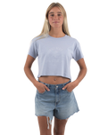 The Born by the Sea Womens Cornwall Palm T-Shirt in Powder Blue