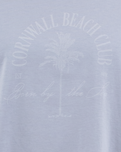 The Born by the Sea Womens Cornwall Palm T-Shirt in Powder Blue