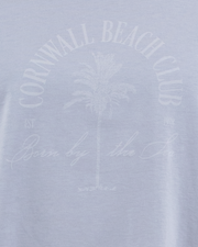 The Born by the Sea Womens Cornwall Palm T-Shirt in Powder Blue