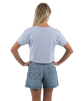The Born by the Sea Womens Cornwall Palm T-Shirt in Powder Blue