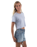 The Born by the Sea Womens Cornwall Palm T-Shirt in Powder Blue