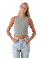 The Born by the Sea Womens Crop Vest in Eucalyptus