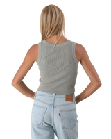 The Born by the Sea Womens Crop Vest in Eucalyptus
