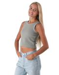 The Born by the Sea Womens Crop Vest in Eucalyptus