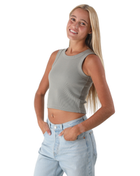 The Born by the Sea Womens Crop Vest in Eucalyptus