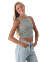 The Born by the Sea Womens Crop Vest in Eucalyptus