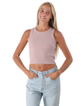 The Born by the Sea Womens Crop Vest in Hazy Pink