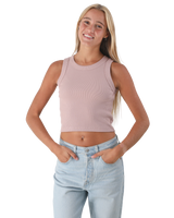 The Born by the Sea Womens Crop Vest in Hazy Pink