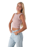 The Born by the Sea Womens Crop Vest in Hazy Pink