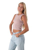 The Born by the Sea Womens Crop Vest in Hazy Pink