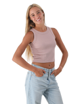The Born by the Sea Womens Crop Vest in Hazy Pink