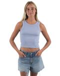 The Born by the Sea Womens Crop Vest in Powder Blue