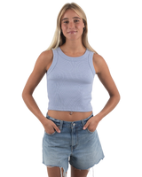 The Born by the Sea Womens Crop Vest in Powder Blue