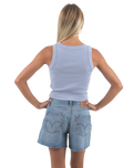 The Born by the Sea Womens Crop Vest in Powder Blue
