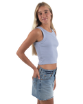 The Born by the Sea Womens Crop Vest in Powder Blue