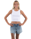 The Born by the Sea Womens Crop Vest in White