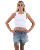 The Born by the Sea Womens Crop Vest in White