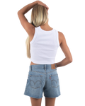 The Born by the Sea Womens Crop Vest in White