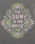 The Born by the Sea Womens Sun Is T-Shirt in Faded Grey