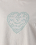Mandala Heart Crop T-Shirt in Faded Bone