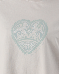 Mandala Heart Crop T-Shirt in Faded Bone