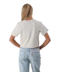 The Born by the Sea Womens Mandala Heart Crop T-Shirt in Faded Bone