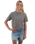 The Born by the Sea Womens Cornwall Palm Heavy Faded Crop T-Shirt in Faded Grey