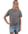 The Born by the Sea Womens Cornwall Palm Heavy Faded Crop T-Shirt in Faded Grey